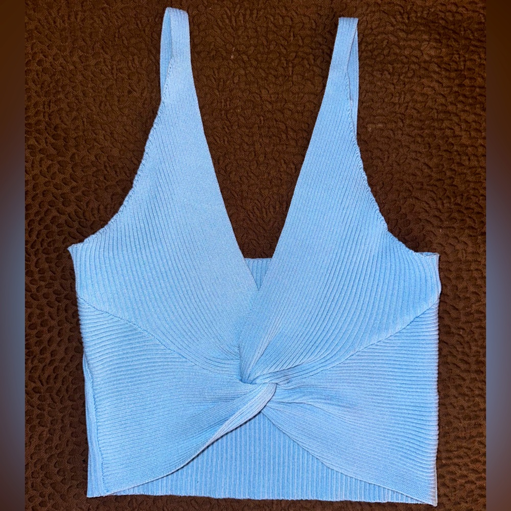 Cider Light Blue Crop Top